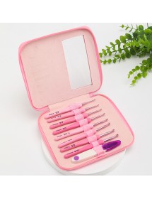 Gradient Pink Crochet Hook PU Bag set